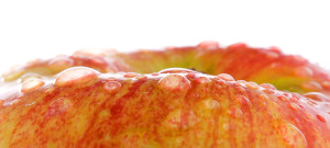 water drops on the apple